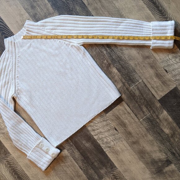 Vince Button Cuff Mock Neck Sweater Rib Knit - Picture 5 of 6